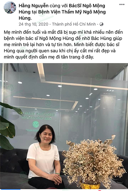 Chia sẻ của khách hàng trên fanpage bác sĩ Ngô Mộng Hùng