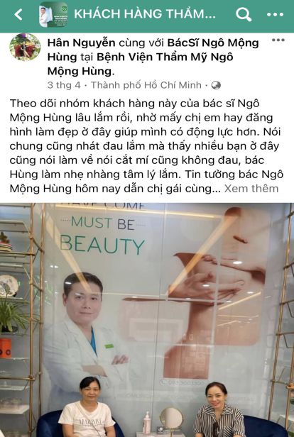 Khách hàng chia sẻ trên fanpage bác sĩ Ngô Mộng Hùng