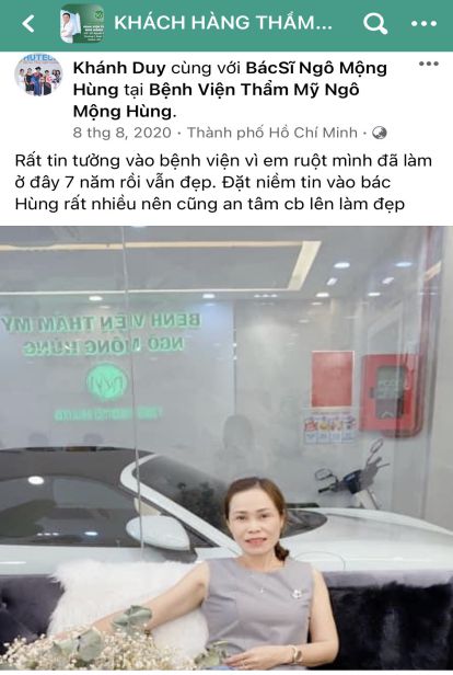 khách hàng chia sẻ trên fanpage bác sĩ Ngô Mộng Hùng
