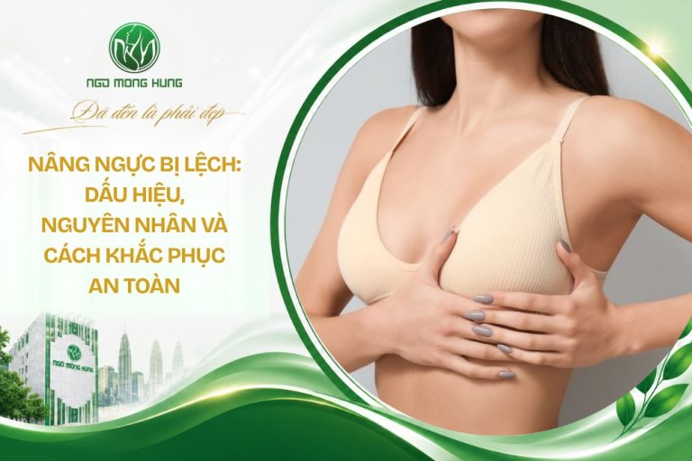 nâng ngực bị lệch
